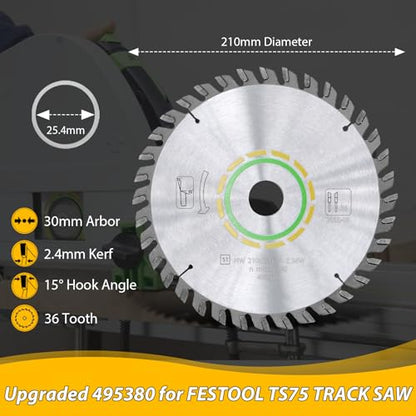 495380 Universal Saw Blade for Festool TS 75 EQ, 36 Tooth,30 mm Arbor - style: 36T, 210x2.4x30mm