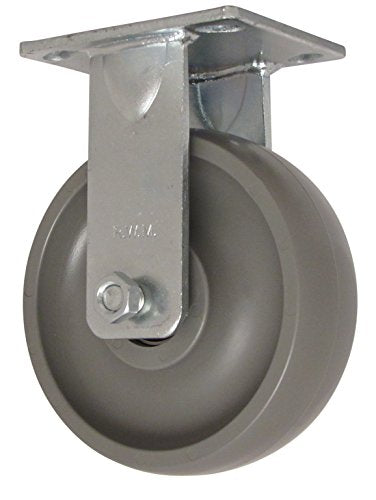 46 Series Plate Caster, Rigid, Elastomer Wheel, Ball Bearing, 1200 lbs Capacity, 6" Wheel Dia, 2" Wheel Width, 7-1/2" Mount Height, 4-1/2" Plate Length, 4" Plate Width - color: Gray