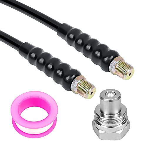 AMZCNC 6' 10000psi High Pressure Hydraulic Hose CH-604 Coupler 3/8" Thread Hydraulic Hose Assembly,1/4" ID x 6 ft (BLACK, 6' 10000 PSI 3/8") - color: Black, size: 6' 10000 PSI 3/8"