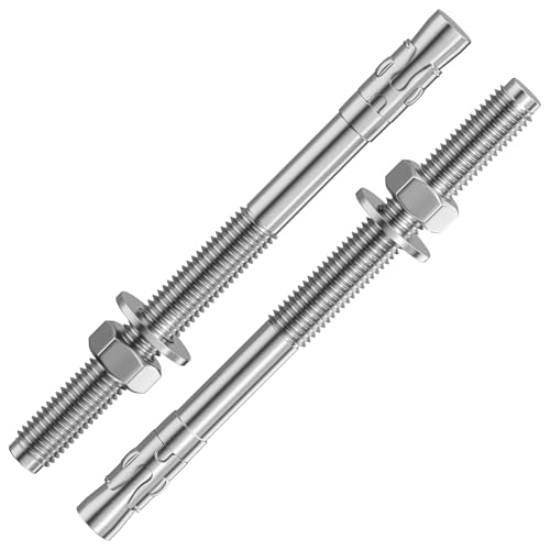 Wensilon 30Pcs 1/2x7 Inch Standard Fasteners for Heavy-Duty 304 Stainless Steel Wedge Anchors for Cement and Concrete - size: 1/2x7"