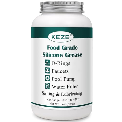 KEZE Pool Lube for O Ring Food Grade Waterproof Silicone Faucet Grease for Pool Filter Plumbing Plastic Parts Gasket Valve Rubber Seals Paste with Brush Top Can 8 OZ - size: 1 Pack (8oz)