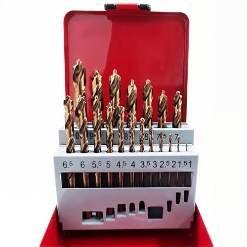 19-Piece M35 Cobalt Metric Drill Bit Set for Hard Metal, 1mm-10mm - style: 19pcs Metric 19Size