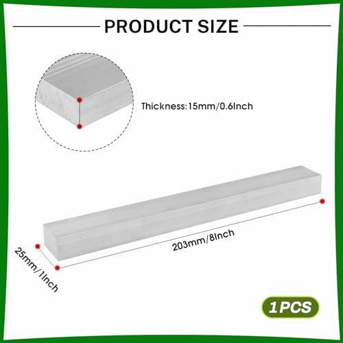 6061 Aluminum Flat Bar, 0.6" Thickness X 1" Width X 8" Length Aluminum Flat Plate, Solid Aluminum Bar for Crafting, Industrial Building - size: 0.6" X 1" X 8"