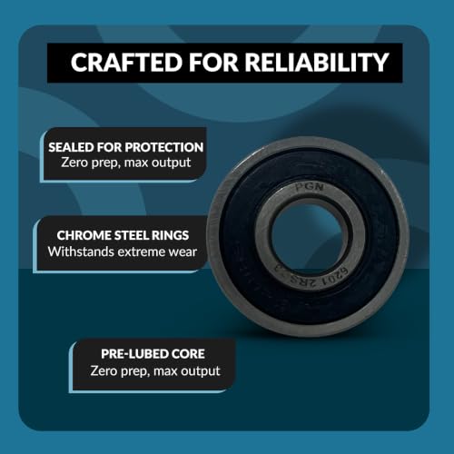 PGN 6201-2RS (10 Pack) 12x32x10 Ball Bearing Chrome Steel Sealed