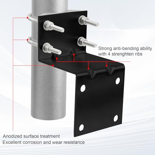 MOOKEERF Antenna Pole Mount Bracket Kits - 3 Set Black-Coated Antenna Pole Mast Mount Bracket with Double U-Bracket Assembly + 12 Screws for Outside Home Antenna Pole Holder - size: 3 Set Black