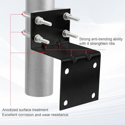 MOOKEERF Antenna Pole Mount Bracket Kits - 3 Set Black-Coated Antenna Pole Mast Mount Bracket with Double U-Bracket Assembly + 12 Screws for Outside Home Antenna Pole Holder - size: 3 Set Black