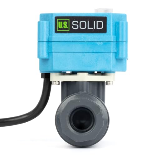 U.S. Solid 1/2 inch PVC Motorized Ball Valve - Plastic Electrical, US Plug, 2 Wire Auto Return, AC 110~230V, IP67, Manual Override, Normally Closed - size: 1/2 inch, style: PPO(IP 67)