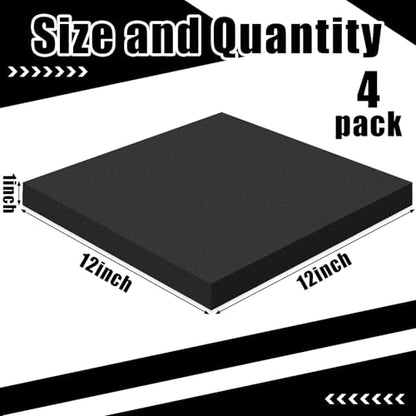 4 Pcs 1" Thick Foam Padding Sheet with Adhesive Backing Closed Cell - color: Black, size: 1 Inch Thick, 12 x 12 Inches