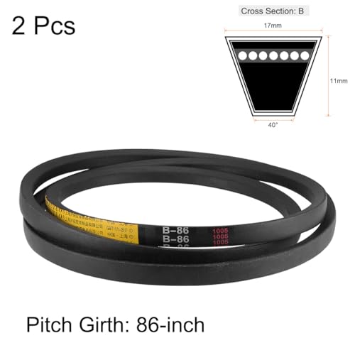 uxcell B86 V-Belts 86" Pitch Length, B-Section Rubber Drive Belt 2pcs - size: 86"