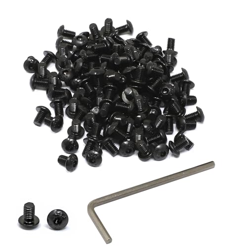 iexcell 100 Pcs M4 x 6mm Thread Pitch 0.7 mm Alloy Steel 12.9 Grade Hex Socket Button Head Cap Screws Bolts Kit, Black Oxide Finish - size: M4 x 6mm