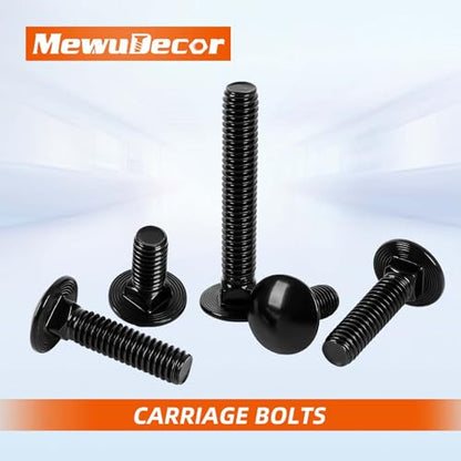 5/16-18 x 1-1/2" Carriage Bolts, Stainless Steel 18-8 (304), Round Head, Square Neck, Fully Threaded, Black Finish, 20 PCS - color: Black, size: 5/16-18 x 1-1/2"