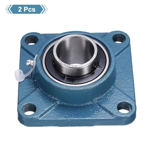 uxcell 2 Pcs UCF-206-20 Pillow Block Bearings 1-1/4 Inch Bore, Self Alignment Chrome Steel Bearing Units, 4-Bolt Square Flange Mounted, Solid Base - size: UCF-206-20