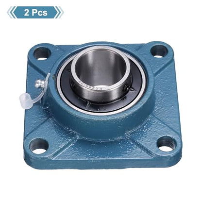 uxcell 2 Pcs UCF-206-20 Pillow Block Bearings 1-1/4 Inch Bore, Self Alignment Chrome Steel Bearing Units, 4-Bolt Square Flange Mounted, Solid Base - size: UCF-206-20