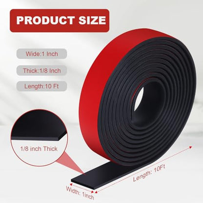Storystore Adhesive-Backed Neoprene Rubber Strip, 1" W x 1/8" T x 10' L - size: 1" Wide x 1/8" Thick x 10' Long