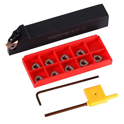 Indexable Thread Turning Tools Carbide Threaded Inserts Lathe Thread Cutting Tools 55 Degree Vertical SER2020K16V 1PCS 16VERAG55 10PCS - size: SER2020K16V 1PCS+16VERAG55 10PCS, style: SER2020K16V-AG55