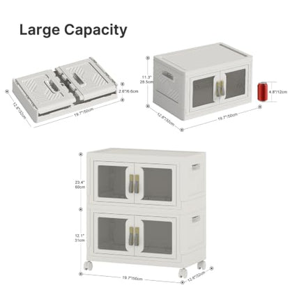 UAMFURI Stackable Storage Bins with Lids, 96QT Extra Large Storage Cabinets - color: White