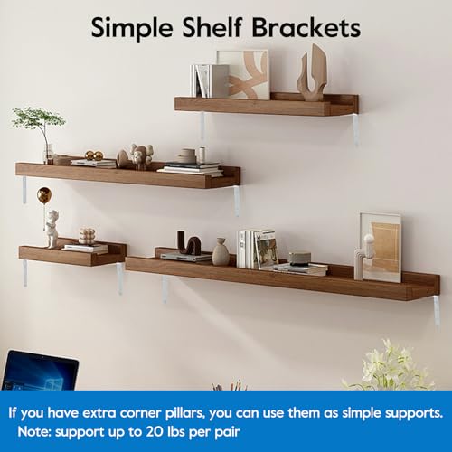 5 x 3 Inch Heavy Duty L Brackets, Steel Corner Braces, White, 4 Pack - color: White