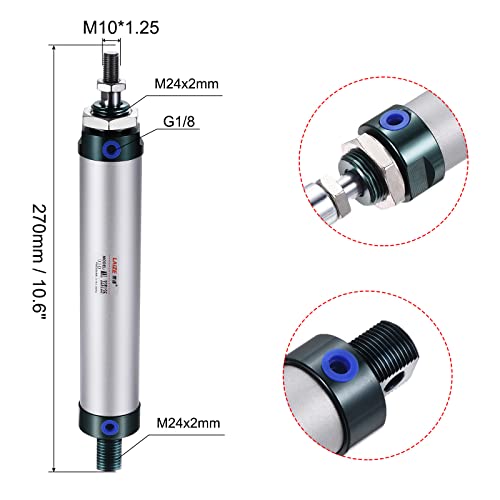 MECCANIXITY Pneumatic Air Cylinder Double Action MAL32X125 32mm Bore 125mm Stroke with Y Connector and 4Pcs Quick Fitting Set - size: 32X125 mm