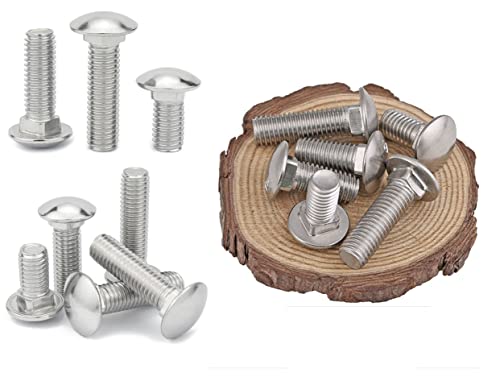 LBY 15 Sets Carriage Bolts Screws Assortment Kit, 1/4-20 x 1'' Round Head Square Neck Bolts (with Hex Nuts and Flat Washers), Carbon Steel (Zinc Plated), Silvery - size: 1/4-20 x 1"