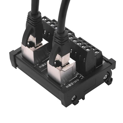2Way RJ45 8P8C DIN Rail Mount Ethernet Connector Distribution - size: 2 way