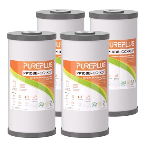 PUREPLUS 10" x 4.5" Whole House Heavy Metal Reduction Water Filter,4 PACK - size: 4 Count (Pack of 1), style: Heavy Metals Removal（DELUXE)