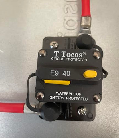 E9 1/4" Studs 40A Amp Circuit Breaker w/Manual Reset 12-72V DC UL - size: 40A