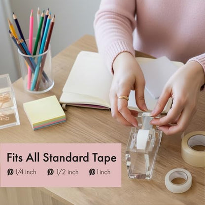 OfficeGoods Acrylic Tape Dispenser, Aesthetic and Compact Design, Silver - color: Silver