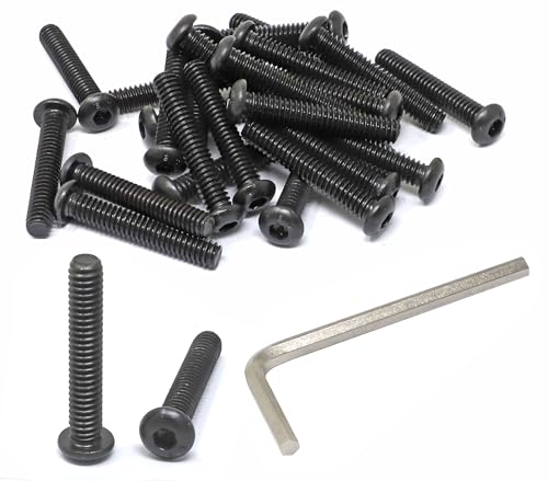 iexcell 25 Pcs 1/4-20 x 1-1/2" Alloy Steel 10.9 Grade Hex Socket Button Head Cap Screws Bolts Kit, Black Oxide Finish - size: 1/4-20 x 1-1/2"