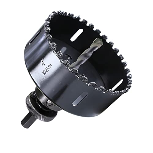 4” Carbide Grit Hole Saw Cutting Air Brick Stucco Hardy Plank Drywall Cement Board with Pilot Drill Bits Up to 3X Long Life - color: 4"(102mm)