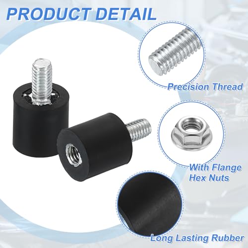 uxcell M3 Rubber Mounts, 4Pcs 8x8mm(DxH) Rubber Cylindrical Anti Vibration Isolator Shock Absorber with Lock Nuts for Car Bobbin Generator Air Compressors - size: M3x8mm, 8x8mm Rubber