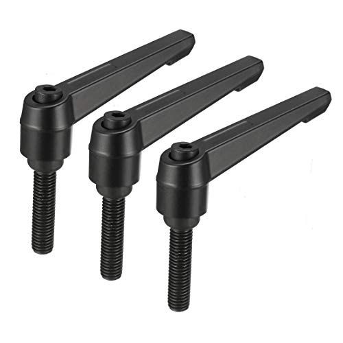 uxcell M10 x 40mm Handle Adjustable Clamping Lever Thread Push Button Ratchet Male Threaded Stud Knobs Locking Rotating Screw Handles Quick Release Bolt Black 3pcs - size: M10x40mm