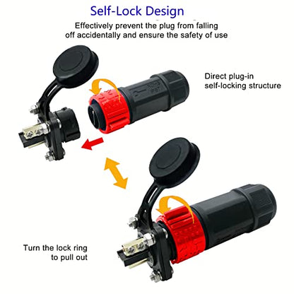 50 Amp Industrial Connector, 8AWG 2 Pin Waterproof IP67 Plug & Receptacle for Solar Array Charging RV Camper Trolling Motor (Red) - style: Red