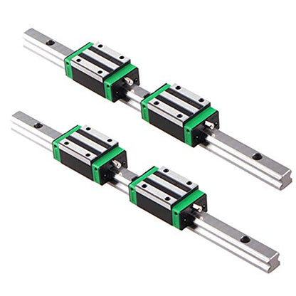 Linear Guide Rail 2 X HGR 15-300mm Linear Slide Rail + 4 X Bearing Blocks Linear Guideway Rail for DIY CNC Routers Lathes Mills - size: 300mm, style: Linear Rail HGR15 with Green Bearings
