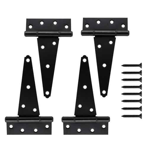 HOME MASTER HARDWARE 8" Heavy Duty Gate Hinges, 4 Pack T Strap Hinges - size: 8 in-4 Pack