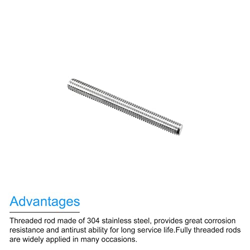 MECCANIXITY Fully Threaded Rod M5 x 45mm 0.8mm Thread Pitch 304 Stainless Steel Right Hand Threaded Rods Bar Studs 5 Pack - size: M5 x 45mm