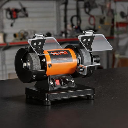 VEVOR Bench Buffer Polisher, 8300-10600 RPM Adjustable Speed, Polishing & Buffing Machine with Grinding, Fiber, and Wool Wheels, 100-Piece Accessory Kit, for Jewelry, Wood, Metal, Raw Stone, Jade DIY