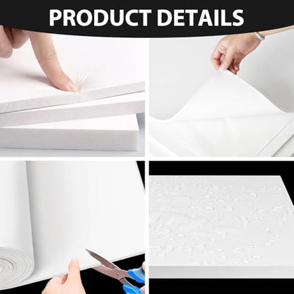 Self Adhesive Foam Rubber Sheets Sponge Neoprene with Adhesive Closed Cell Neoprene Rubber Roll Foam Padding for Shock Pad, DIY, Crafts (White, 12 Inch x 59 Inch x 1/16 Inch) - color: White, size: 12 Inch x 59 Inch x 1/16 Inch