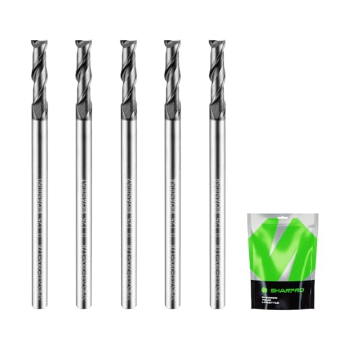 1/8'' Shank Carbide End Mills, 2 Flute Square End Mill Bits (5PCS) - size: 1/8 in(2 Flute)