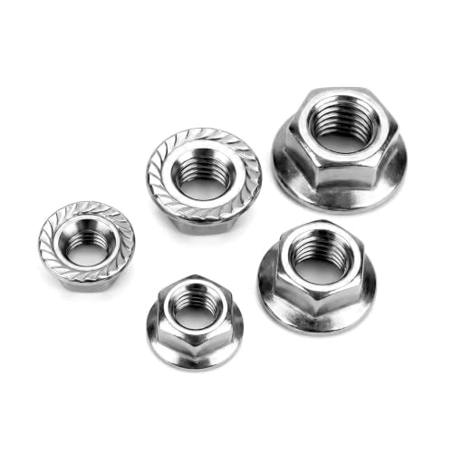 1/2''-13 (10 Pack) Flange Nuts Serrated Flange Hex Lock Nuts, Stainless Steel 18-8 (304), Bright Finish - size: 1/2''-13