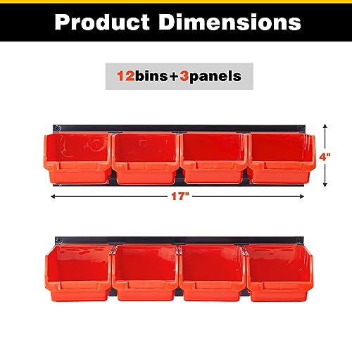 Ultrawall Wall Mounted Storage Bins, Plastic Hanging Storage Organizer Bins - color: Orange