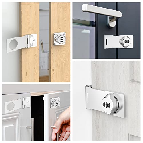 Cabinet Locks with Combination, Hasp Locks, 2 Packs Silver - color: 2 Packs Silver