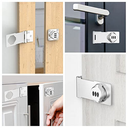 Cabinet Locks with Combination, Hasp Locks, 2 Packs Silver - color: 2 Packs Silver
