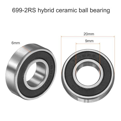 uxcell 699-2RS Hybrid Ceramic Deep Groove Ball Bearings 9x20x6mm Si3N4 Silicon Nitride Balls Steel Rings Double Sealed Bearing for Motors, CNC Spindles (ABEC5) - size: 699-2RS