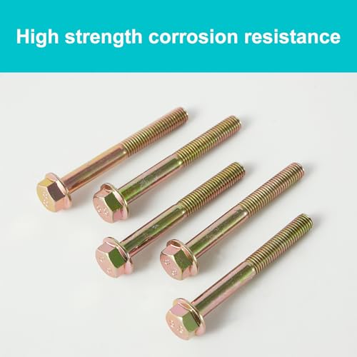 M12 x 70mm 5pcs Flanged Hex Head Bolts, M12 x 1.75 Bolts, Flange Hexagon Head Screws, 8.8 Grade Alloy Steel, Yellow Zinc Plated, Metric Half Thread - size: M12 x 70mm(5PCS)