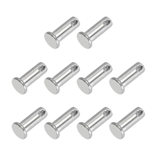 PATIKIL 8 x 20 mm Single Hole Clevis Pins, 10 Pcs 304 Stainless Steel Flat Head Pin for Hitch Pin Lock Link Hinge Systems, Silver - size: 8 x 20 x 14.3 mm