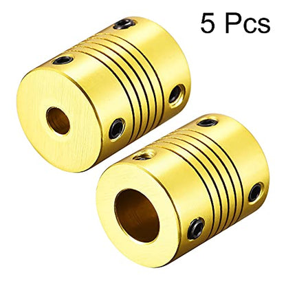 uxcell 5 Pcs 10mm to 5mm Aluminum Alloy Shaft Coupling Flexible Coupler L25xD20 Golden Tone - color: Golden Tone, size: 10mm to 5mm