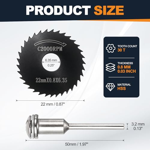 Cutting Wheel Set 2Pcs 0.87" 22mm Diameter HSS Circular Saw Blades - color: Black, size: 0.87"(22mm) Diameter, 0.13"(3.2mm) Round Shank