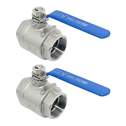 DAN SPEED 1-1/2" MPT Female 316 Stainless Steel Full Port Ball Valve Vinyl Handle WOG1000 (1.5 Inch 2pcs) - size: 1-1/2 inch 2 pieces