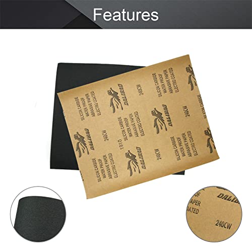 Utoolmart 240 Grits Sanding Sheets Wet Dry Silicon Carbide Sandpaper for Wood Furniture Metal Automotive Polishing 10pcs - color: 10pcs, size: 240 Grit