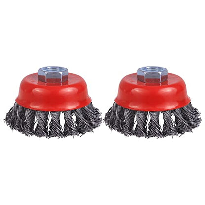 3" Wire Cup Brush, 5/8"-11 Threaded, for Angle Grinder-2 Pack